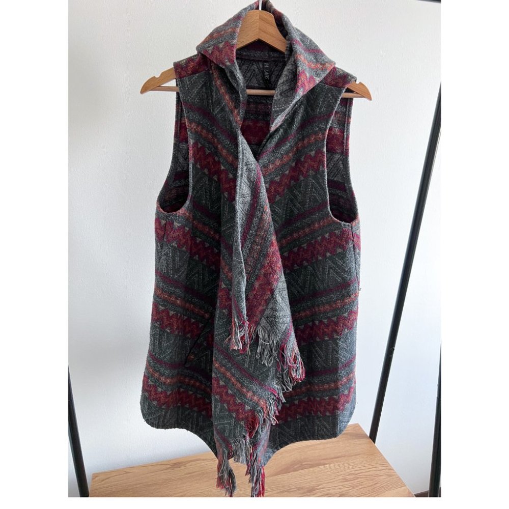 LAPIS Boho Southwestern Wool Blend Hooded Vest